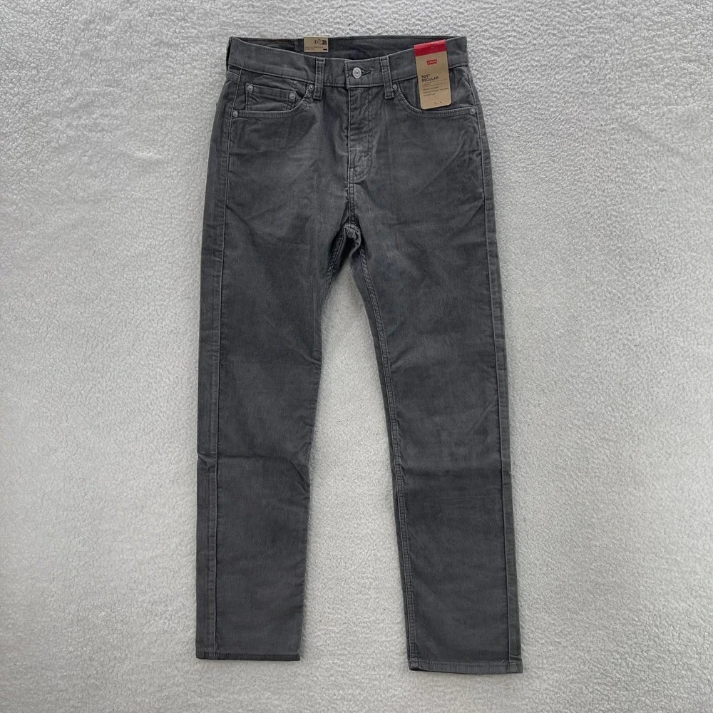Levi's Pants Men's 30x32 Gray 505 Corduroy Pinwale Regular Fit Straight Preppy